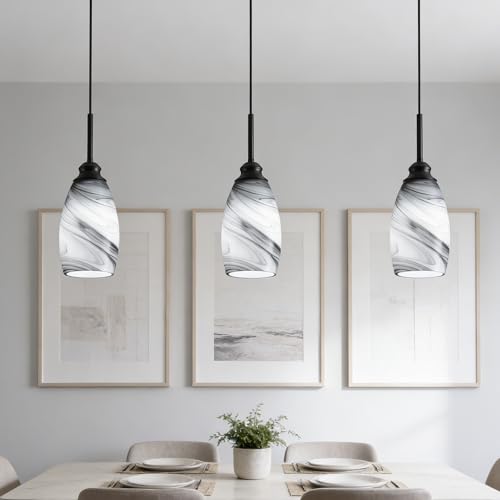 Industrial Pendant Light with Glass Shade Matte Black Pendant Lighting Adjustable Industrial Retro Style Hanging Light