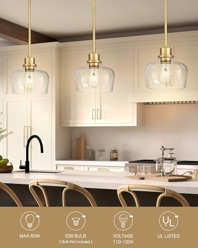 8 Inch Clear Glass Pendant Lights Kitchen Island