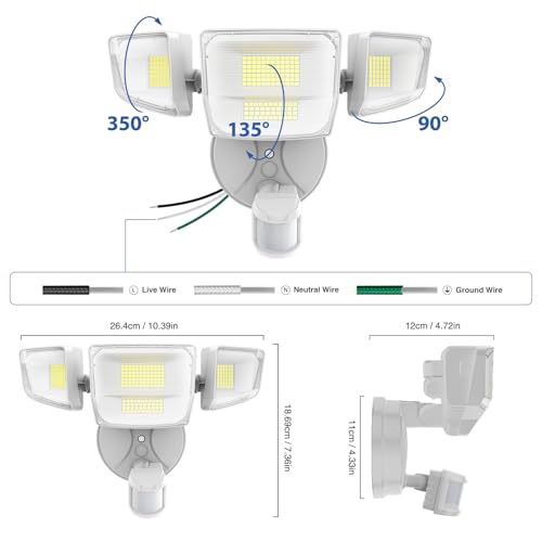 90W 10000LM LED Motion Sensor Outdoor Lights