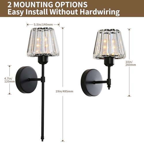 Battery Operated Crystal Wall Sconce Set of 2