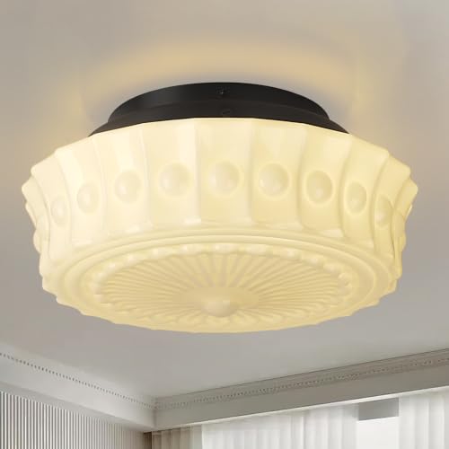 White Milk Glass Ceiling Light Fixture (4 Count)