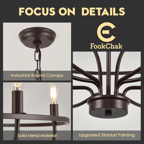 12 Light Farmhouse Oil Rubbed Bronze Chandelier Large High Ceiling Foyer Metal Candle Chandeliers for Dining Room Hanging Lighting for Kitchen Living Room Entryway