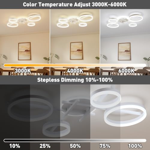 39" 5 Ring Modern Ceiling Light (White)