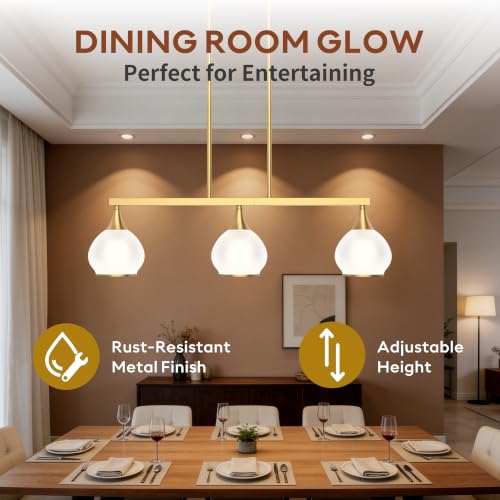 Brushed Gold Kitchen Island Linear Pendant Light