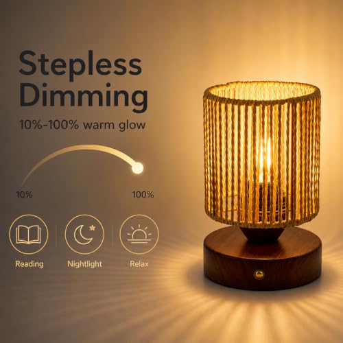 Cordless Rattan Table Lamp