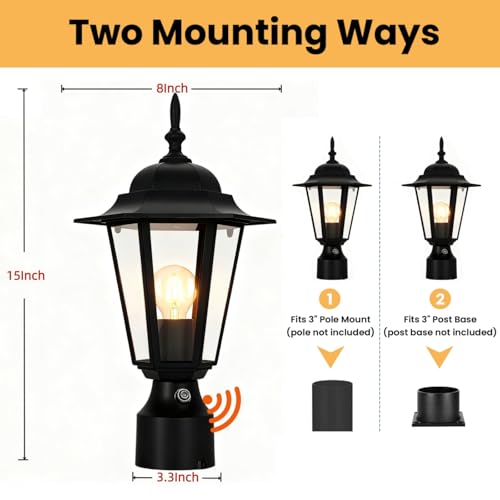 15"H Dusk to Dawn Outdoor Post Light