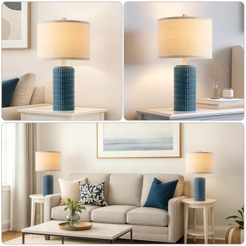 23" Set of 2 Farmhouse Ceramic Table Lamps for Living Room (2 Count)