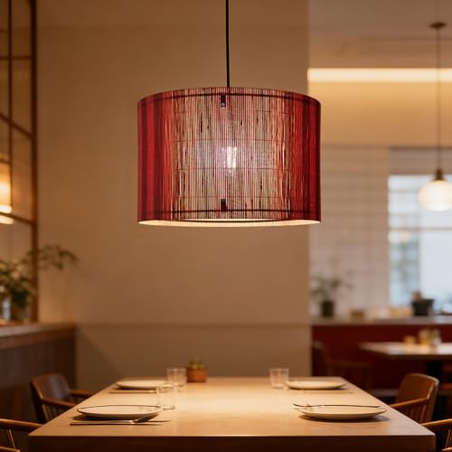 Pendant Lamp Shade Rustic Minimalist Red Stripe Decorative 13.8x9Inch