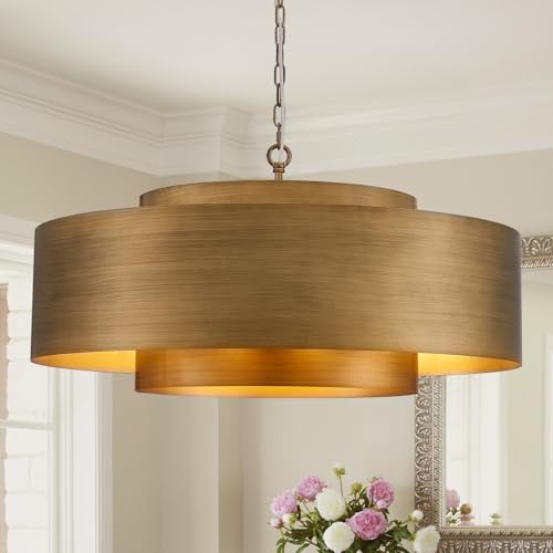 D30 Modern Geometric Metal Drum Pendant