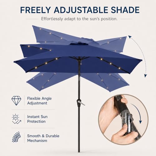 6.5 x 10ft Rectangular Patio Umbrella with Solar Lights