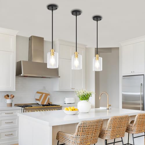 3 Pack Glass Pendant Lights Kitchen Island Modern Hanging Light