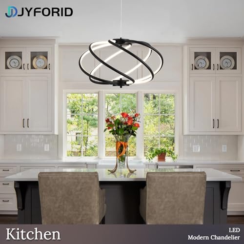 Black Modern Chandelier with Remote Control