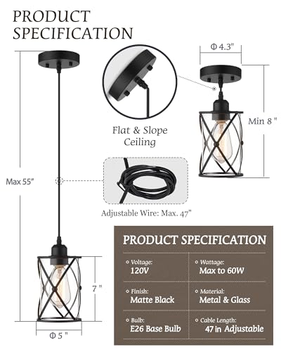 Glass Pendant Lights Kitchen Island 2 Pack (2 Count)