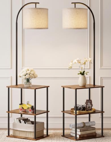 Floor Lamp with Table 2 (Rustic Brown)