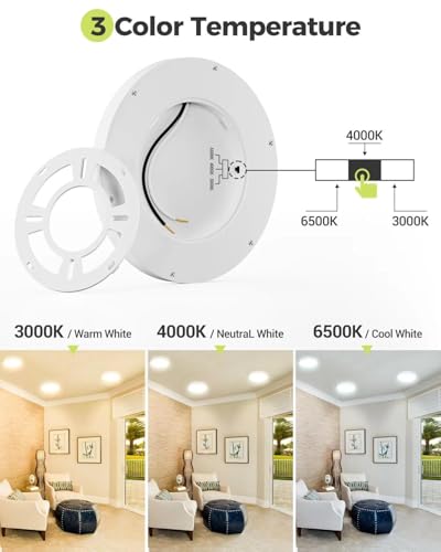2Pack 15.8INCH Big Dimmable Flush Mount Ceiling Light Fixture White (2 Count)