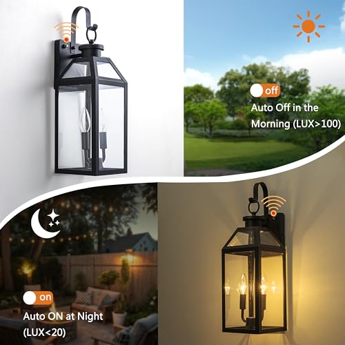 20" Large Dusk to Dawn Outdoor Wall Light (2 Count)