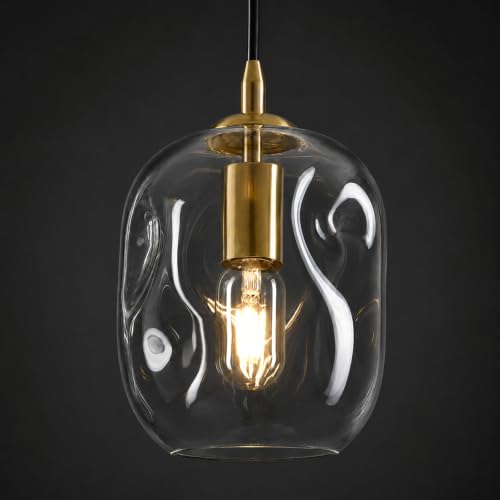 Gold Pendant Lights Kitchen Island Modern Organic Blown Globe Glass Light