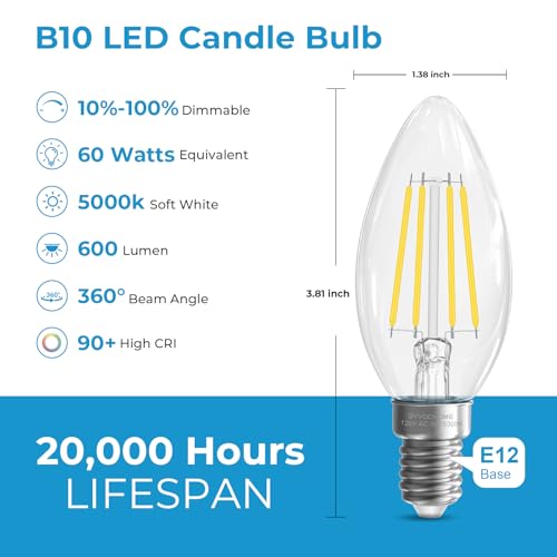 Candelabra Light Bulbs 60 watt Equivalent (24 Count)
