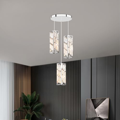 Modern 3 Light Crystal Pendant Light Fixture Kitchen Island