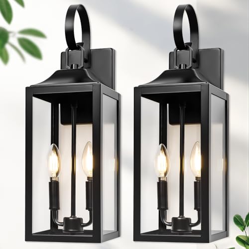 19" Large Black Outdoor Wall Lights (2 Count)