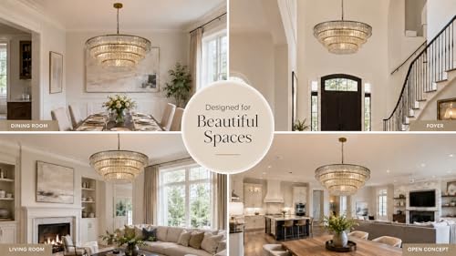 40 Inch Modern Round Clear Crystal Glass Chandelier
