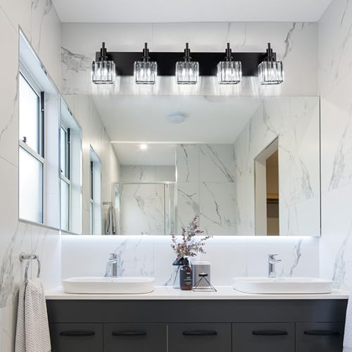 Black Crystal Bathroom Vanity Light 5