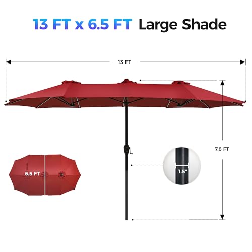 13ft Outdoor Patio Umbrella with Solar Lights