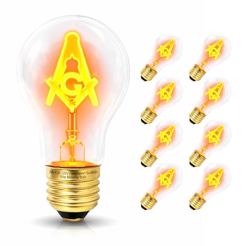120V Freemason Square & Compass Masonic Light Bulbs (8 Count)