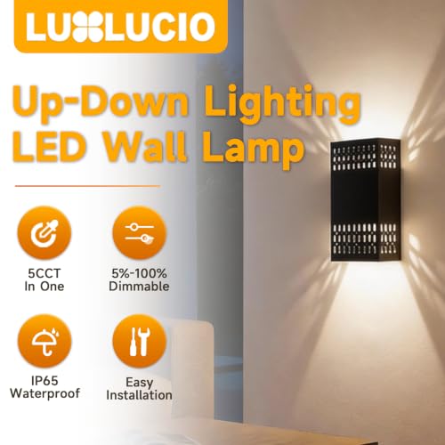 10.2" Black Indoor Outdoor Hardwired LED Wall Sconce (Black - Cutout Design / 2 pack)