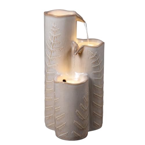 Triple Column Ivory Ceramic Fountain