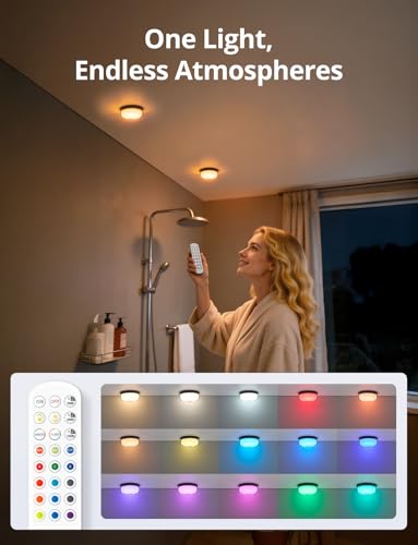 Rechargeable RGB Ambient Shower Light Waterproof Inside (2 Count)