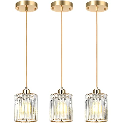 3 Pack Pendant Lights Kitchen Island Brushed Gold Pendant Light