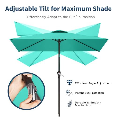 6.5' x 10' Rectangular Patio Umbrella Large Outdoor Market Umbrella w