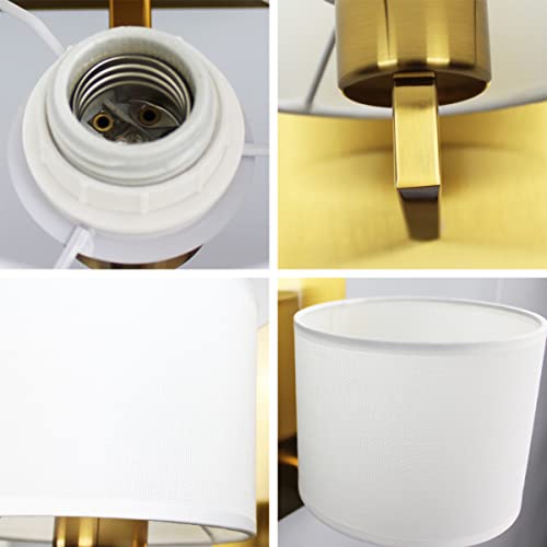 Modern Gold Wall Sconces Set of 2 with Linen Drum Shade (2 Count)