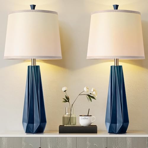 27'' Navy Blue Resin Table Lamps (2 Count)