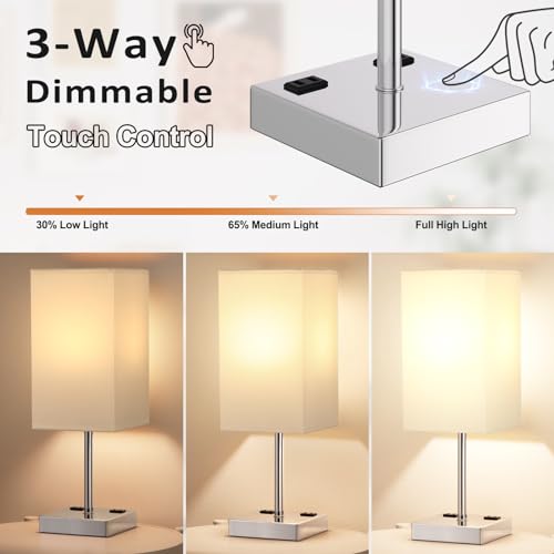 17.4" White Touch Table Lamp for Bedroom