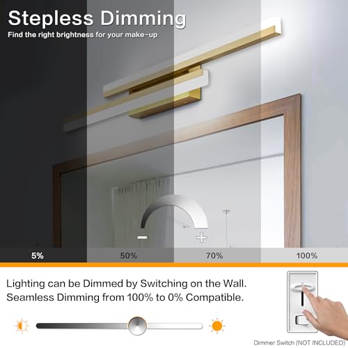 40 Inch LED Vanity Light Brushed Gold Bathroom Light Fixtures Over Mirror Modern Bath Lighting Bar 5CCT