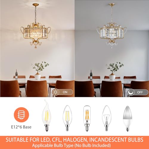 Modern Crystal Chandelier for Dining Room 24" Large Gold 6