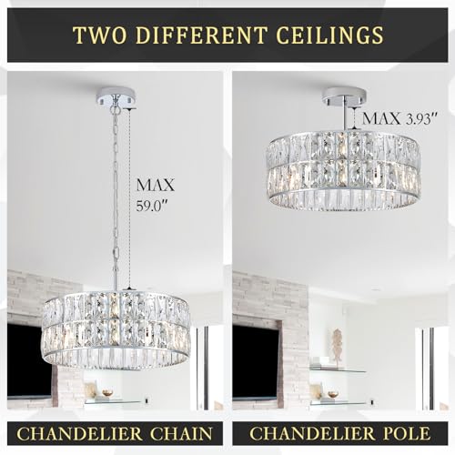 Chrome Crystal Chandelier 18" 6