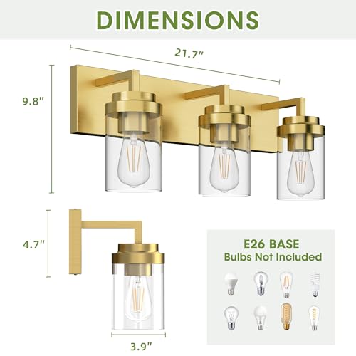 Bathroom Lighting Fixtures (3 Count)