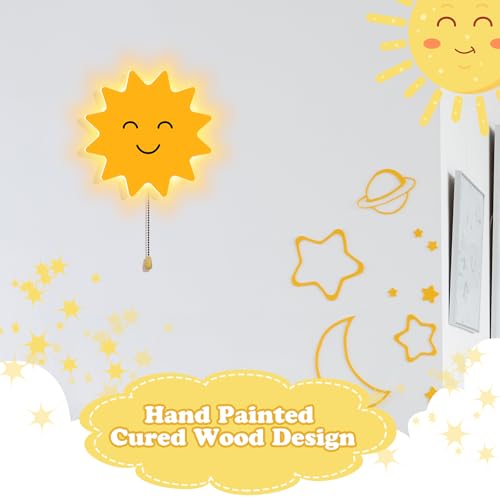 Kids Wall Sun Lamp Night Light Floating Battery Operated Hanging