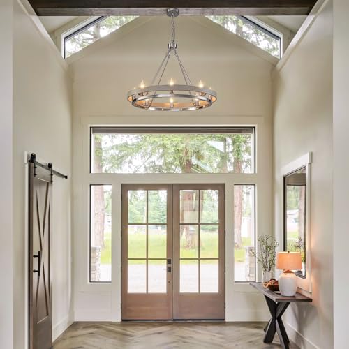 29" Brushed Nickel Wagon Wheel Chandelier