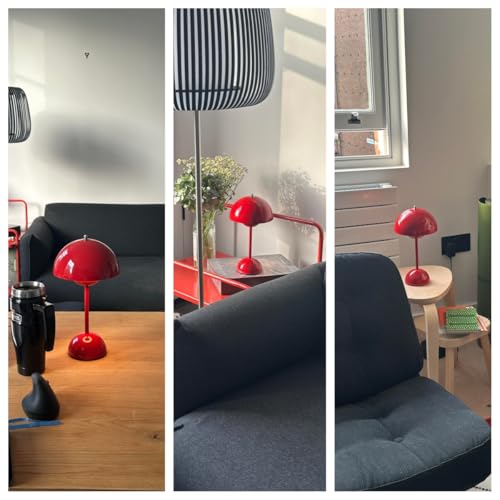 Modern Flower Bud Lamp 12" Cordless Touch Lamp Dimmable 2600mAh Rechargeable Desk Lamp Nordic Minimalist Mushroom Lamp Nightstand Bedside Lamp for Bedroom Living Room