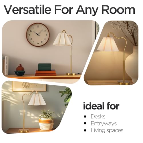 Table Lamp with Beige Pleated Linen Shade