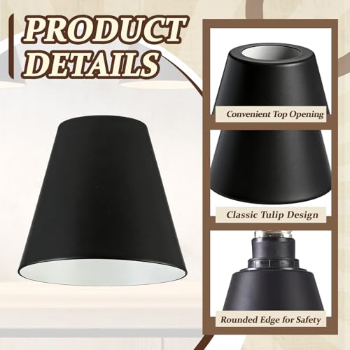 4 Pcs Black Cone Industrial Replacement Lamp Shades (4 Count)