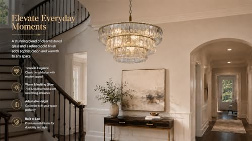 3 Tier 26 Inch Clear Crystal Glass Chandeliers