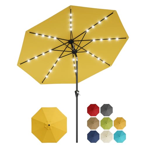10FT Solar Patio Umbrella with 32 LED Lights