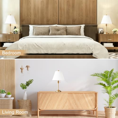 Metal Table Lamp for Bedroom (White Shade & Golden Base)