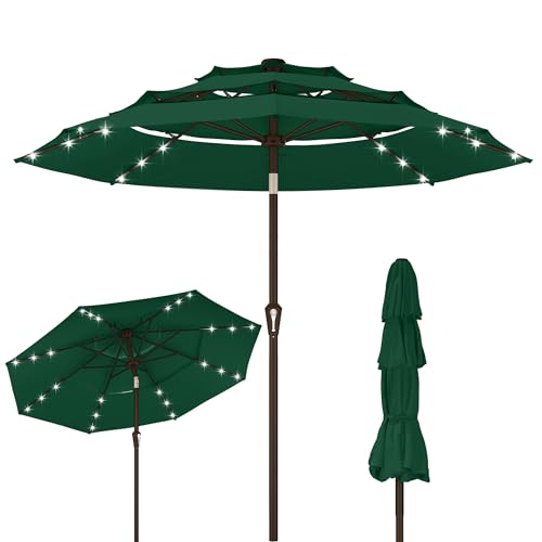 9ft 3 Tier Patio Umbrella with Solar Lights