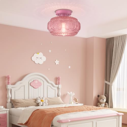 Large Globe Glass Semi Flush Mount Ceiling Light Fixture
